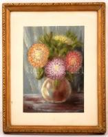 Mattioni jelzéssel: Virágcsendélet. Pasztell, papír, üvegezett keretben, 19×13 cm