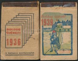 1936, 1939 Két darab kitöltetlen zsebnaptár receptekkel