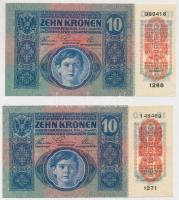 1915. 10K piros "Deutschösterreich" felülbélyegzéssel (2x) T:I,I-