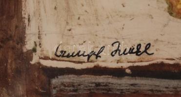 Czumpf Imre (1898-1973): Virágcsendélet. Vegyes technika, papír, jelzett, üvegezett keretben, 23×20 ...