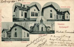 Ipolyság, közkórház, Fertőző osztály, Sebészeti osztály, Apáca lak, Gondnoki lak, Kanyó Antal kiadása / hospital (Rb)