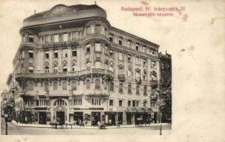 Budapest V. Irányi utca 21. Strasser bérpalota, Sacher pensio, mozi, Dohányáruda, üzletek (EB)