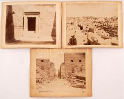 cca 1900 Fotók Egyiptomból és Betlehemből, 3 db keményhátú fotó, 32x25 cm / Egypt and Bethlehem, 3 vintage photos, 32x25 cm