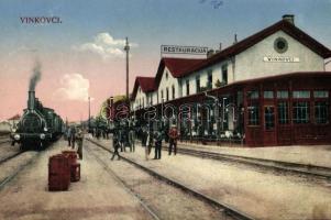 Vinkovci, Vasútállomás, vasúti vendéglő, kiadja J. Reich / railway station, railroad restaurant