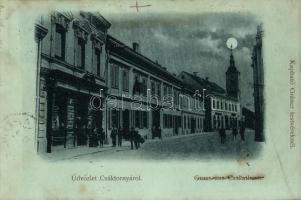 1898 Csáktornya, Cakovec; Fő utca a Gráner testvérek kereskedése, saját kiadásuk / main street with shop (fl)