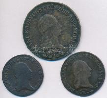 1800S 1kr Cu + 1812E 1kr Cu + 1812B 3kr Cu "I. Ferenc" T:2-,3