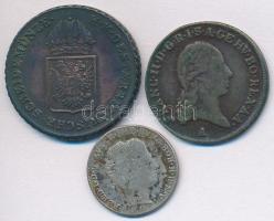 Ausztria 1800A 1kr Cu + 1816A 1kr Cu + 1844A 3kr Ag "V. Ferdinánd" T:2-,3
Austria 1800A 1...