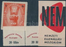 1925-1947 Magyar Szocialista Párt 4 db propaganda és adománybélyeg