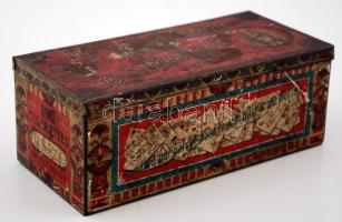 cca 1900 Régi, török cigarettadoboz, fém, kopottas állapotban, 16x6x7cm/ Old Turkish cigarette boxes, metal, worn condition, 16x6x7cm