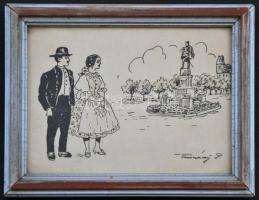 4 db RÉGI irredenta képeslap keretben, Tusnády szignóval; Délvidéki Egyetemi és Főiskolai Hallgatók ...