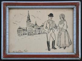 4 db RÉGI irredenta képeslap keretben, Tusnády szignóval; Délvidéki Egyetemi és Főiskolai Hallgatók ...