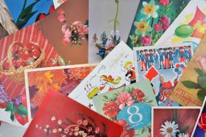 Egy doboznyi MODERN motívumlap; üdvözlő (karácsony, újév, névnap, húsvét) / A box of modern motive c...