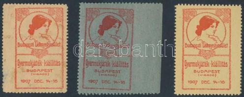 1907 Gyerekjáték 3 db levélzáró