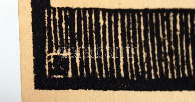 Kós Károly (1883-1977): Fogaras, színezett linómetszet, papír, jelzett a metszeten, hátulján felirat...