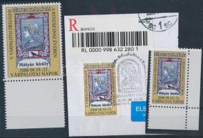 2008 Bélyegkiállítás Várpalotai napok 3 db levélzáró, közte 1 db kivágáson elsőnapi bélyegzéssel