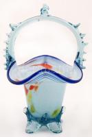 Több rétegű anyagában festett kosár, hibátlan, m:21 cm