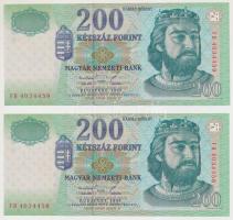 1998. 200Ft (2x) sorszámkövetők T:I