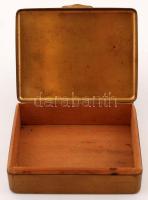 Art deco cigarettás doboz, réz, zománc díszítéssel, zsanér sérült, 12×16 cm