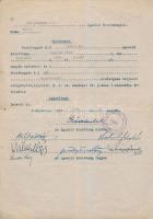 1945-1946 A Magyar Rendőrség által kiállított hatósági erkölcsi bizonyítvány illetékbélyegekkel; Telefongyár R.t. által kiállított igazoló határozat