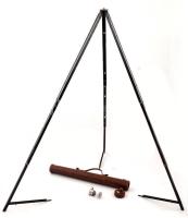 Régi teleszkópos fotósállvány, fém, bőr tokban, rögzítővel, eredeti bőr tokjában, h:45 cm