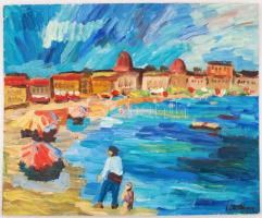 Schéner jelzéssel: Tengerpart, olaj, karton, 41×50 cm