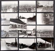 1975 Budapest, Albertfalvai kitérő, a 6-os út bevezető szakaszának építése előtti helyszíni fotók, 13 db fotó, 9x13 cm