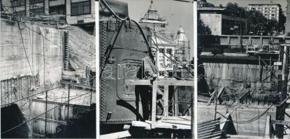 1961 Budapest, Deák téri metróépítő munkálatok, 5 db fotó, 9x13 cm