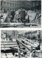 1961 Budapest, Deák téri metróépítő munkálatok, 5 db fotó, 9x13 cm