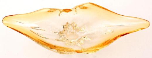 Üvegtál, jugoszláv, a talpán apró lepattanásokkal, 33x10cm