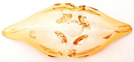 Üvegtál, jugoszláv, a talpán apró lepattanásokkal, 33x10cm