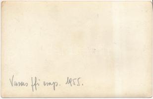 1955 Vasas férfi teniszcsapat, feliratozott fénykép, 9x14 cm