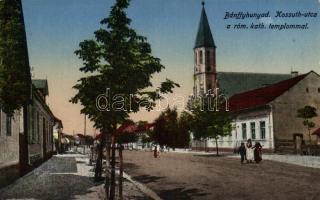Bánffyhunyad, Kossuth utca, Római katolikus templom, Ábrahám M. kiadása / street, Roman catholic church (EK)