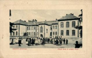 Bánffyhunyad, Állami elemi és polgári iskola gyerekekkel / school, children (EK)