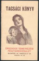 1930 az Országos Temetkezési Egyesület tagsági könyve az egyesület alapszabályaival, kicsit szakadt papírkötésben, egyébként jó állapotban