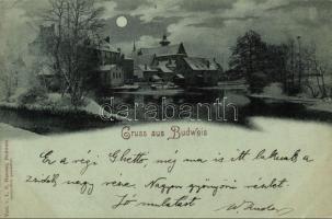 cca 1900 Ceske Budejovice, Budweis; Zadní Mlyn / Hintermühle / mill; according to the written text on the postcard, this part of the city used to be the old Jewish ghetto / Jewish quarter