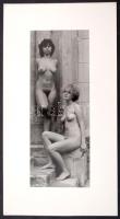 cca 1975 Műemlékvédelem, finoman erotikus aktfotó, kartonra kasírozva, 29x11 cm-es kép, 40x21 cm-es fotópapíron / cca 1975 Erotic photo, 29x11 cm