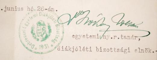1939 Bókay Zoltán (1885-1955) gyermekgyógyász, a Debreceni Egyetem nyilvános rendes tanárának diákjó...