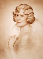 cca 1930 Angelo (1894-1974): Színezett női portré, aláírt, matricával jelzett vintage fotóművészeti ...