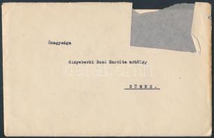 1944 Littay András (1884-1967) vezérezredes, honvédelmi miniszteri helyettes részvétnyilvánító levele dinyeberki Bozó Sarolta (1898-1996) részére apja, Bozó Pál (1865-1944) többek között a 18. és a 30. honvéd gyalogezred egykori ezredesének halála iránt, aláírással, sérült borítékban