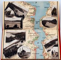 cca 1890 Le Bosphore - A Boszporuszi szorost ábrázoló litho nyomtatvány. Kihajtható nagyméretű, deko...