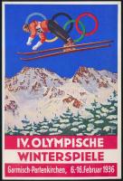 1936 Garmisch Partenkirchen téli olimpia képeslap, rajta az osztrák műkorcsoláyzó Karl Schäfer saját...