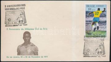 1971 Pelé 1000. gólja alkalmi boríték Pelé saját kezű aláírásával / 1971 Autograph siganture of Pelé on special cover for the footballist's 1000th goal
