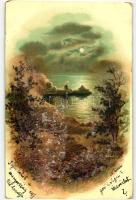 10 db RÉGI motívumlap, vegyes minőség; virágos művész litho üdvözlő lapok / 10 old motive cards, mixed quality; florak art litho greeting cards