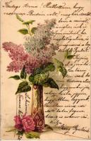 10 db RÉGI motívumlap, vegyes minőség; virágos művész litho üdvözlő lapok / 10 old motive cards, mix...