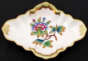 Herendi Viktória mintás kis tálka, kézzel festett, jelzett, hibátlan, 12,5×9 cm
