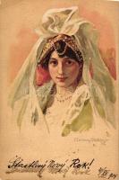 Lady, litho, artist signed (cut)