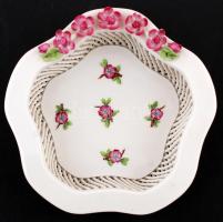 Herendi Eton mintás áttört kosár, kézzel festett, jelzett, hibátlan, d:15 cm