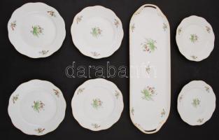 Herendi csipkebogyómintás szendvicses készlet, kézzel festett, jelzett, hibátlan