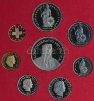 Svájc 1986. 1R-5Fr (8xklf) fémpénz szett dísztokban T:PP Switzerland 1986. 1 Rappen - 5 Francs (8xdiff) coin set in case C:PP