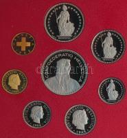 Svájc 1988. 1R-5Fr (8xklf) fémpénz szett dísztokban T:PP Switzerland 1988. 1 Rappen - 5 Francs (8xdiff) coin set in case C:PP